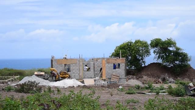 Ongoing work on one of the first six housed at the Nevis Housing Development Corporation’s Cedar View Housing Development Project at Maddens